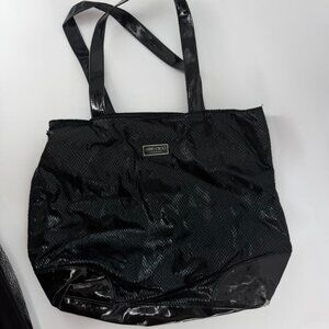 Jimmy Choo Parfums Black Tote Bag Large Patent Leather Snakeskin Texture Shopper